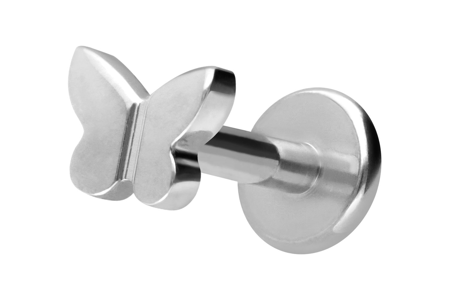 Titan Labret Piercing mit Innengewinde SCHMETTERLING